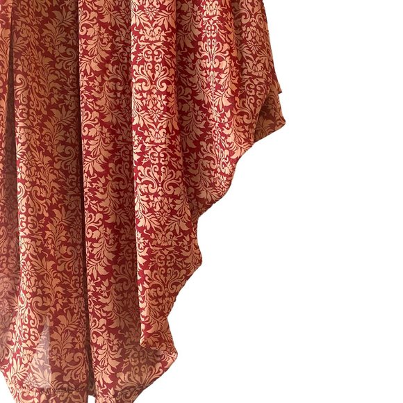 TOBI Red Paisley Print Half Sleeve Sheer Kimono Wrap Cardigan S - Picture 5 of 6
